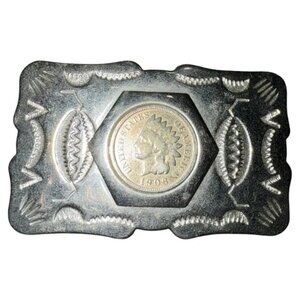 ***Vintage*** 1906 Indian Head Penny Silver Belt Buckle